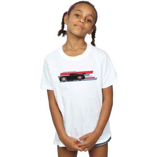 Abbigliamento Bambina T-shirts a maniche lunghe Disney Cars Jackson Storm Stripes Bianco