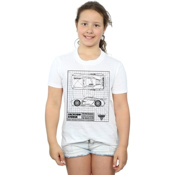 Abbigliamento Bambina T-shirts a maniche lunghe Disney Cars Jackson Storm Blueprint Bianco