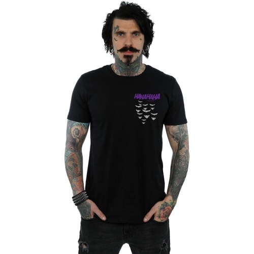 Abbigliamento Uomo T-shirts a maniche lunghe Dc Comics Batman Joker Smile Breast Print Nero