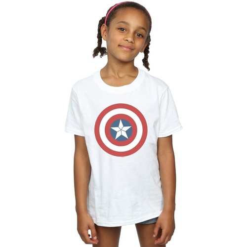Abbigliamento Bambina T-shirts a maniche lunghe Marvel Captain America Civil War Shield Bianco