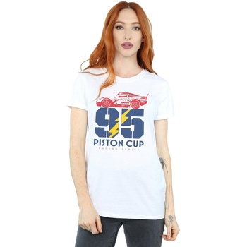 Abbigliamento Donna T-shirts a maniche lunghe Disney Cars Piston Cup 95 Bianco