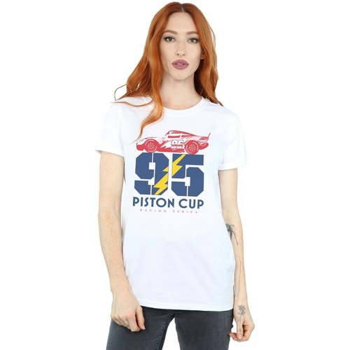 Abbigliamento Donna T-shirts a maniche lunghe Disney Cars Piston Cup 95 Bianco