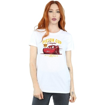 Abbigliamento Donna T-shirts a maniche lunghe Disney Cars Piston Cup Champion Bianco
