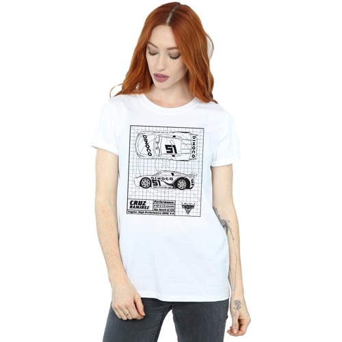 Abbigliamento Donna T-shirts a maniche lunghe Disney Cars Cruz Ramirez Blueprint Bianco