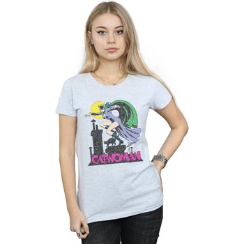 Abbigliamento Donna T-shirts a maniche lunghe Dc Comics Catwoman Crackle Logo Grigio