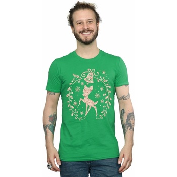 Abbigliamento Uomo T-shirts a maniche lunghe Disney Bambi Christmas Wreath Verde