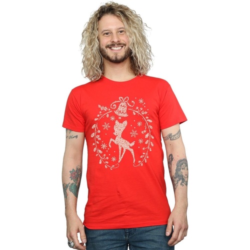 Abbigliamento Uomo T-shirts a maniche lunghe Disney Bambi Christmas Wreath Rosso