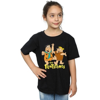 Abbigliamento Bambina T-shirts a maniche lunghe The Flintstones Fred And Barney Nero