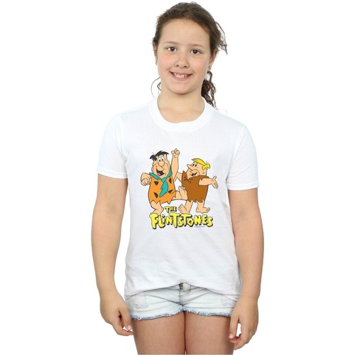 Abbigliamento Bambina T-shirts a maniche lunghe The Flintstones Fred And Barney Bianco