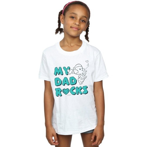 Abbigliamento Bambina T-shirts a maniche lunghe The Flintstones Pebbles My Dad Rocks Bianco