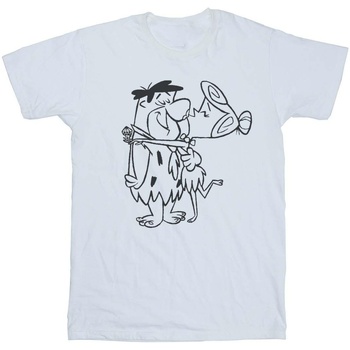 Abbigliamento Bambina T-shirts a maniche lunghe The Flintstones Fred and Wilma Kiss Bianco