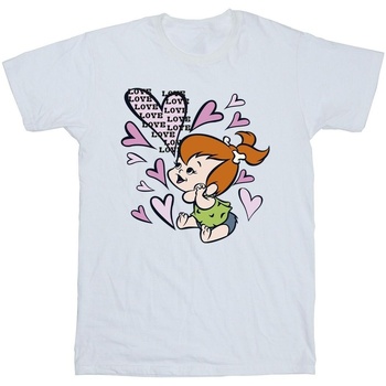 Abbigliamento Bambina T-shirts a maniche lunghe The Flintstones Pebbles Love Love Love Bianco