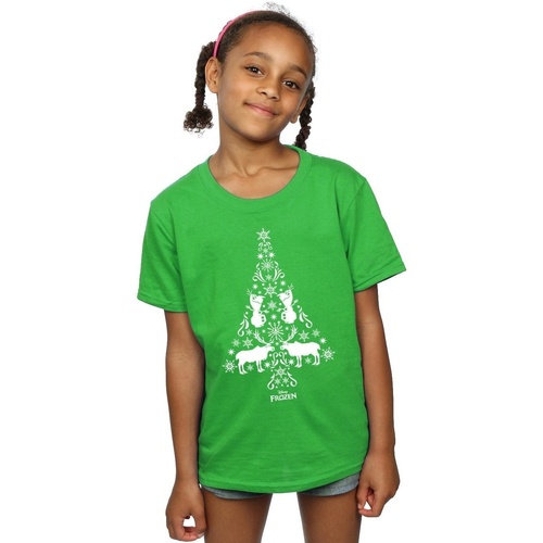 Abbigliamento Bambina T-shirts a maniche lunghe Disney Frozen Christmas Tree Verde