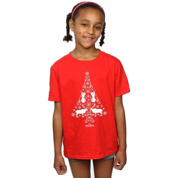 Abbigliamento Bambina T-shirts a maniche lunghe Disney Frozen Christmas Tree Rosso