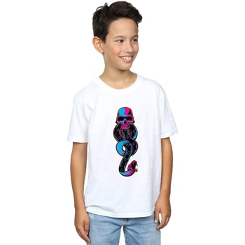 Abbigliamento Bambino T-shirt maniche corte Harry Potter Neon Dark Mark Bianco