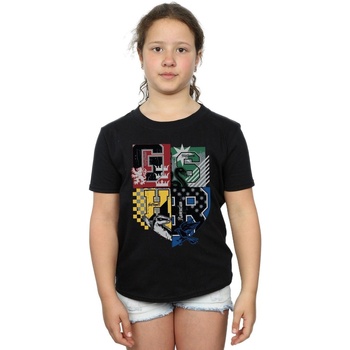 Abbigliamento Bambina T-shirts a maniche lunghe Harry Potter Hogwarts Varsity Nero