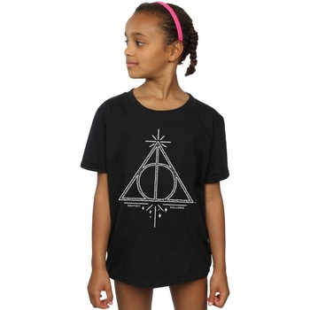 Abbigliamento Bambina T-shirts a maniche lunghe Harry Potter Deathly Hallows Symbol Nero