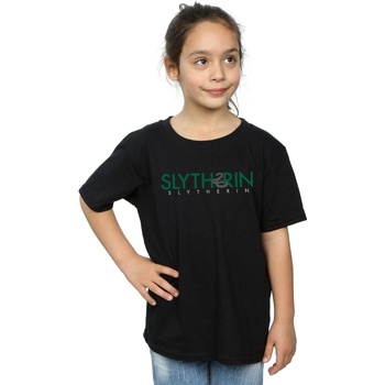 Abbigliamento Bambina T-shirts a maniche lunghe Harry Potter Slytherin Text Nero