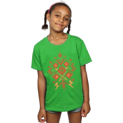 Abbigliamento Bambina T-shirts a maniche lunghe Harry Potter Christmas Fair Isle Verde