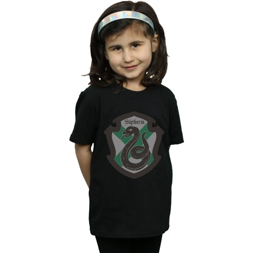 Abbigliamento Bambina T-shirts a maniche lunghe Harry Potter Slytherin Crest Flat Nero