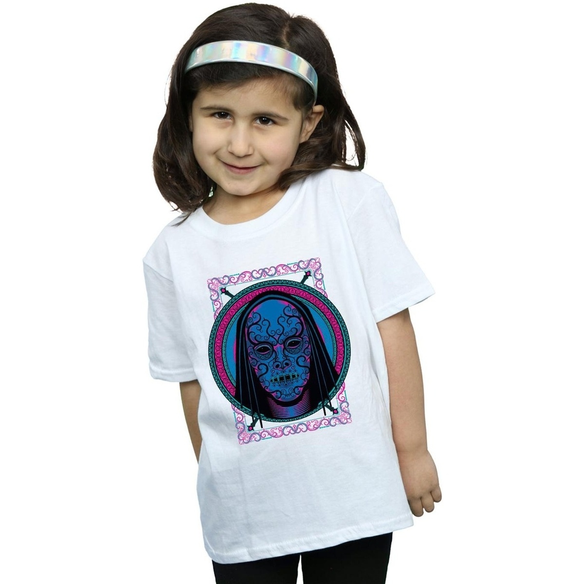 Abbigliamento Bambina T-shirts a maniche lunghe Harry Potter Neon Death Eater Mask Bianco