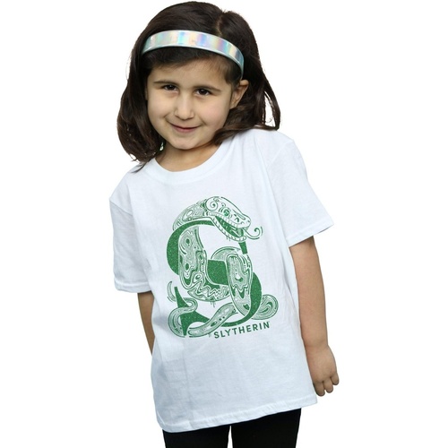 Abbigliamento Bambina T-shirts a maniche lunghe Harry Potter Slytherin Glitter Bianco