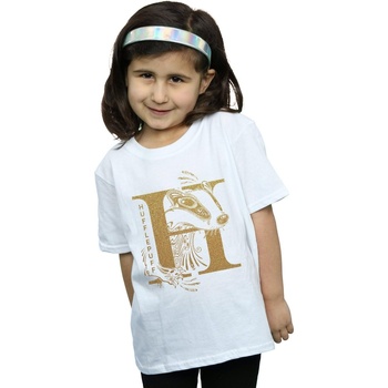 Abbigliamento Bambina T-shirts a maniche lunghe Harry Potter Hufflepuff Glitter Bianco