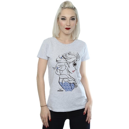 Abbigliamento Donna T-shirts a maniche lunghe Disney Frozen Elsa Sketch Grigio