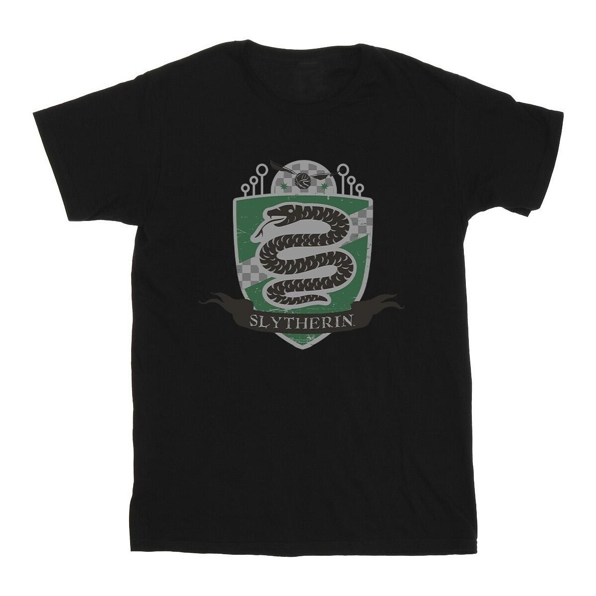 Abbigliamento Bambina T-shirts a maniche lunghe Harry Potter Slytherin Chest Badge Nero