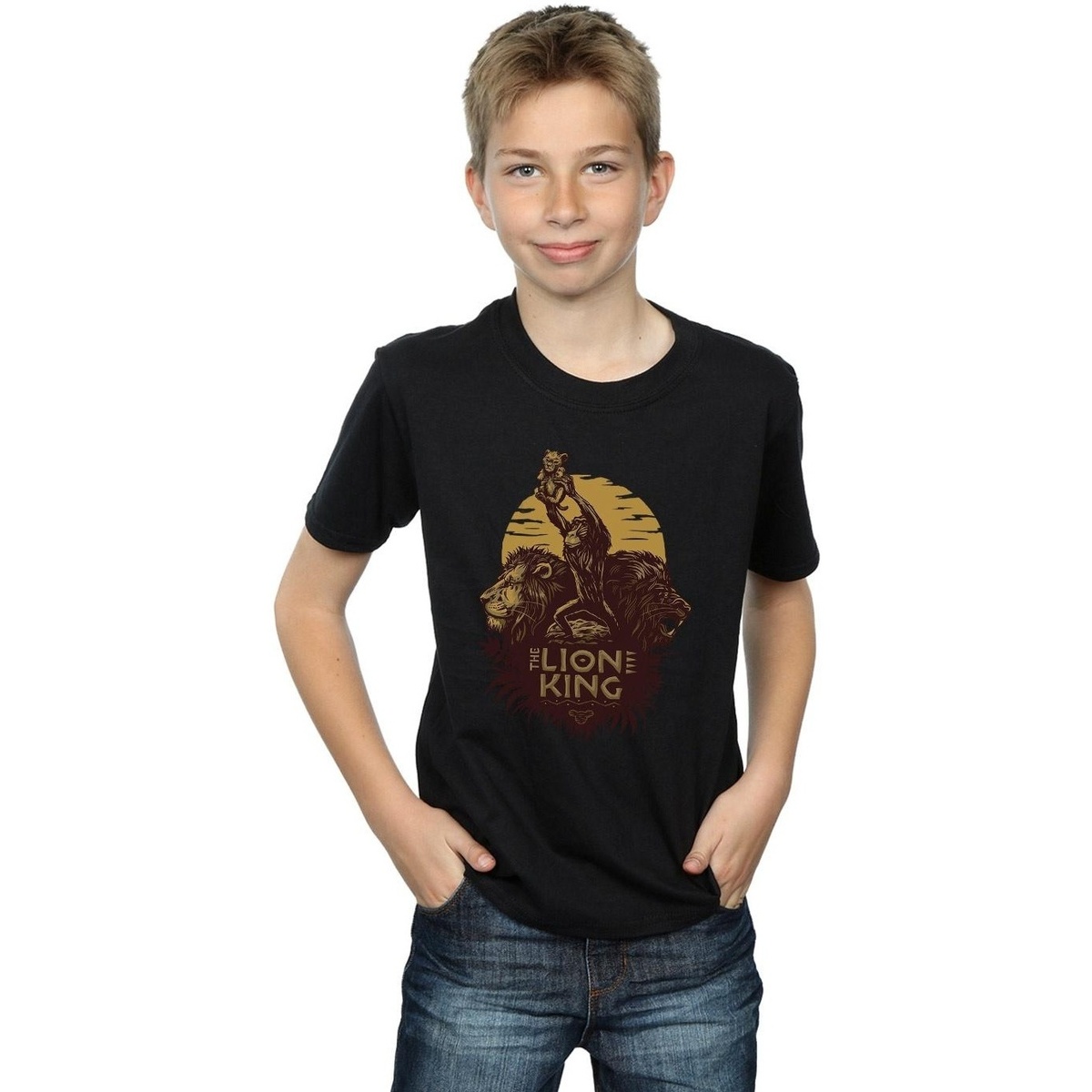 Abbigliamento Bambino T-shirt maniche corte Disney The Lion King Movie Sunrise Collage Nero