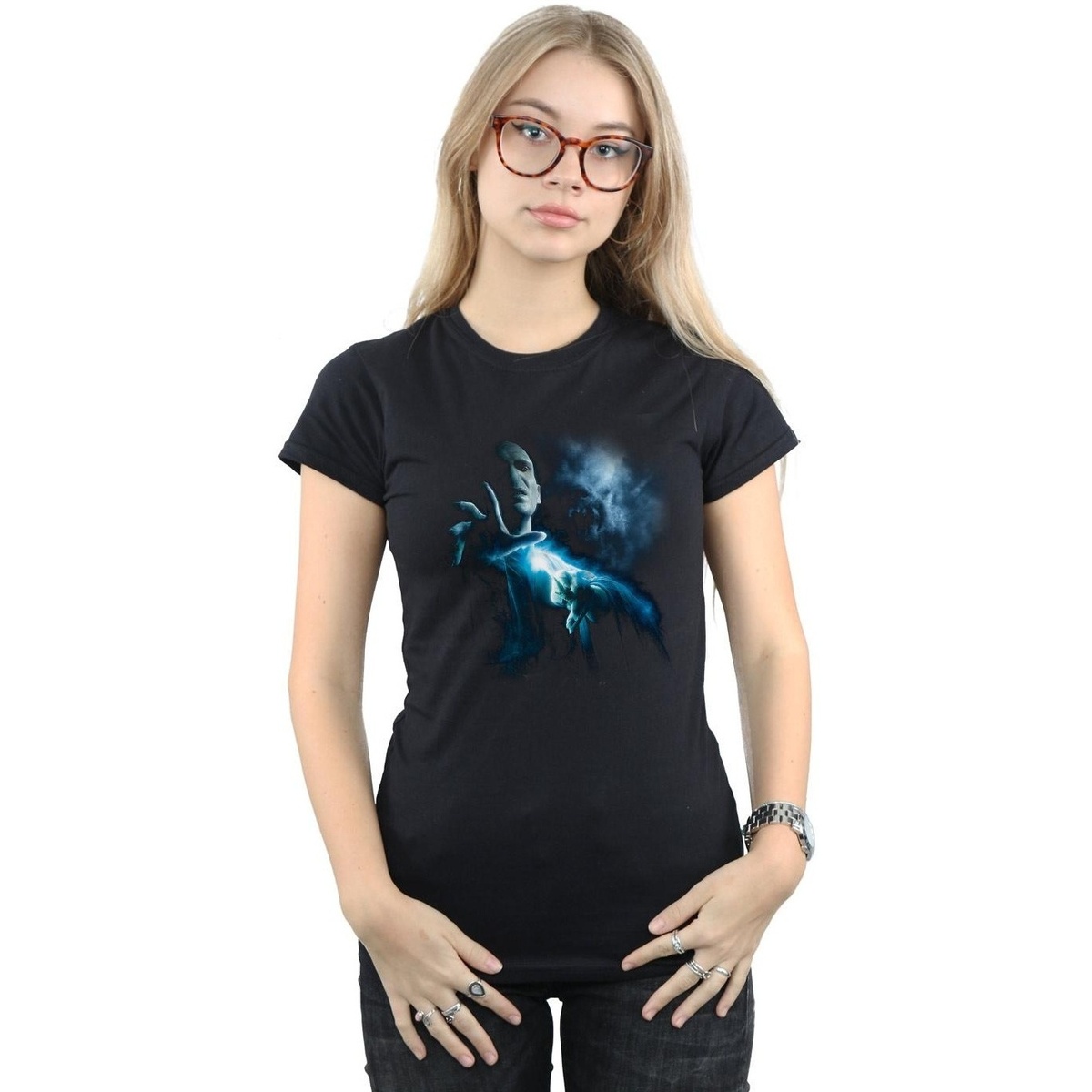 Abbigliamento Donna T-shirts a maniche lunghe Harry Potter Voldemort Shadow Nero