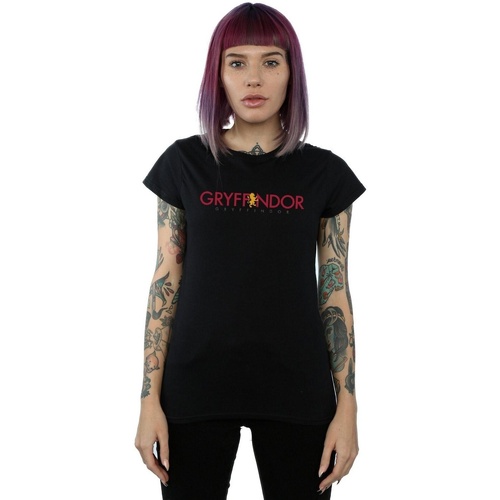 Abbigliamento Donna T-shirts a maniche lunghe Harry Potter Gryffindor Text Nero