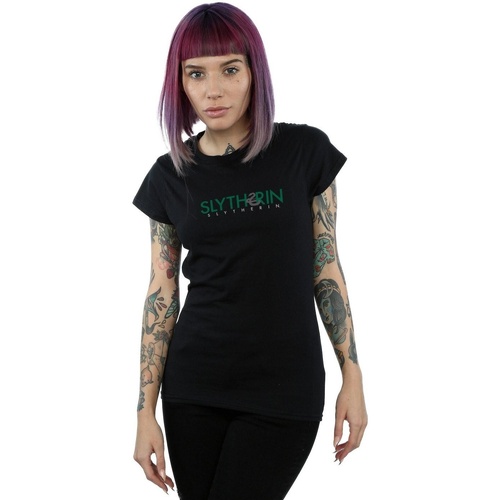 Abbigliamento Donna T-shirts a maniche lunghe Harry Potter Slytherin Text Nero