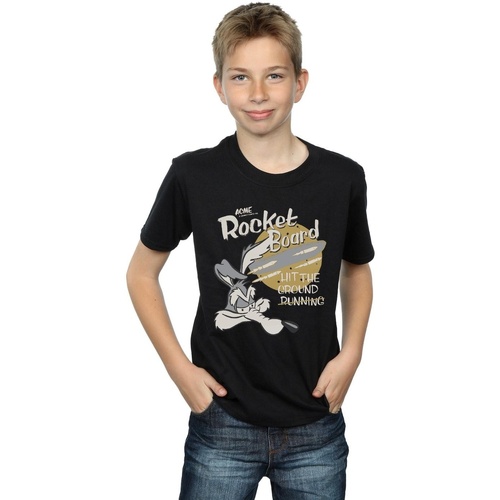 Abbigliamento Bambino T-shirt maniche corte Dessins Animés Wile E Coyote Rocket Board Nero