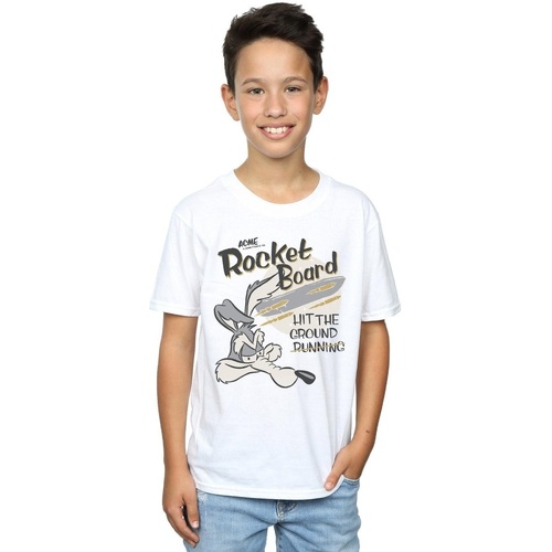 Abbigliamento Bambino T-shirt maniche corte Dessins Animés Wile E Coyote Rocket Board Bianco