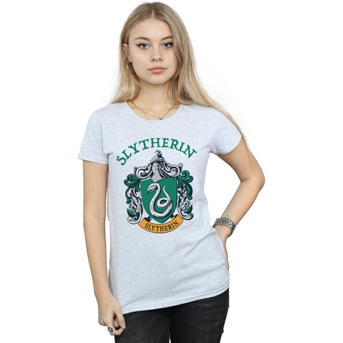 Abbigliamento Donna T-shirts a maniche lunghe Harry Potter Slytherin Crest Grigio