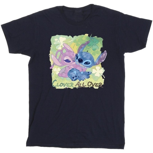 Abbigliamento Bambina T-shirts a maniche lunghe Disney Lilo And Stitch St Patrick's Day Clover Blu