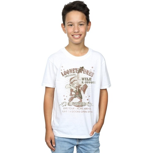 Abbigliamento Bambino T-shirt maniche corte Dessins Animés Wile E Coyote Guitar Bianco