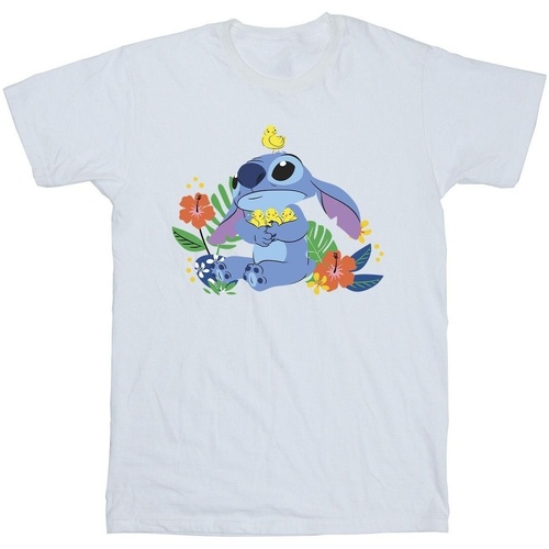 Abbigliamento Bambina T-shirts a maniche lunghe Disney Lilo & Stitch Birds Bianco