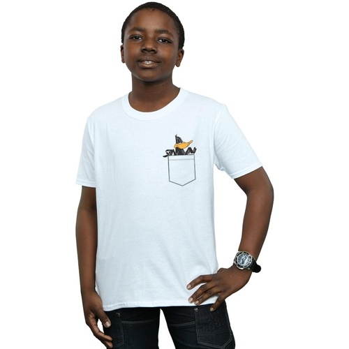 Abbigliamento Bambino T-shirt maniche corte Dessins Animés Daffy Duck Faux Pocket Bianco