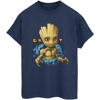 Abbigliamento Donna T-shirts a maniche lunghe Guardians Of The Galaxy Groot Flowers Blu