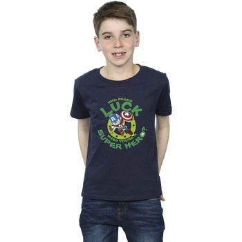 Abbigliamento Bambino T-shirt maniche corte Marvel St Patrick's Day Captain America Luck Blu