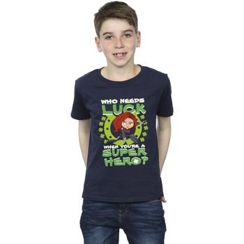 Abbigliamento Bambino T-shirt maniche corte Marvel St Patrick's Day Black Widow Luck Blu