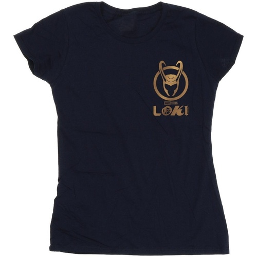 Abbigliamento Donna T-shirts a maniche lunghe Marvel Loki Horn Logo Faux Pocket Blu