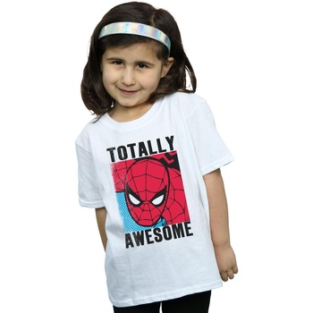 Abbigliamento Bambina T-shirts a maniche lunghe Marvel Spider-Man Totally Awesome Bianco