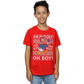 Abbigliamento Bambino T-shirt maniche corte Disney Donald Duck Christmas Fair Isle Rosso