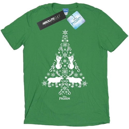 Abbigliamento Uomo T-shirts a maniche lunghe Disney Frozen Christmas Tree Verde