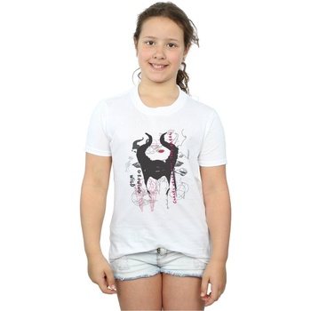 Abbigliamento Bambina T-shirts a maniche lunghe Disney Maleficent Mistress Of Evil Growing Wild Horns Collage Bianco