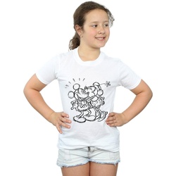 Abbigliamento Bambina T-shirts a maniche lunghe Disney Mickey And Minnie Mouse Kiss Sketch Bianco