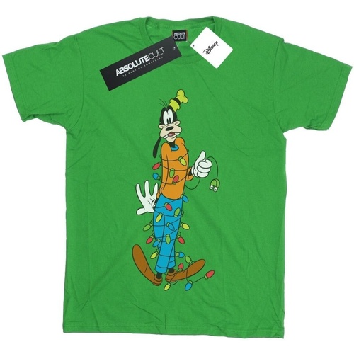 Abbigliamento Bambino T-shirt maniche corte Disney Goofy Christmas Lights Verde